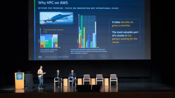 UC Tech session presenter speaking on stage