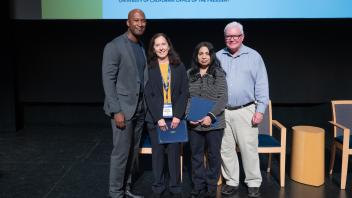 UC Tech Award recipients posing for a photo with CIOs Van Williams and Viji Murali.