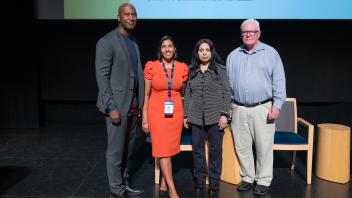 UC Tech Award recipients posing for a photo with CIOs Van Williams and Viji Murali.