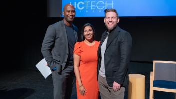 UC Tech Award recipients posing for a photo with CIOs Van Williams and Matthew Gunkel.