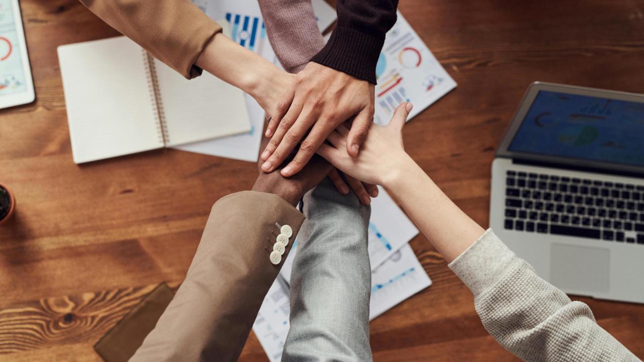 Hands grouped together